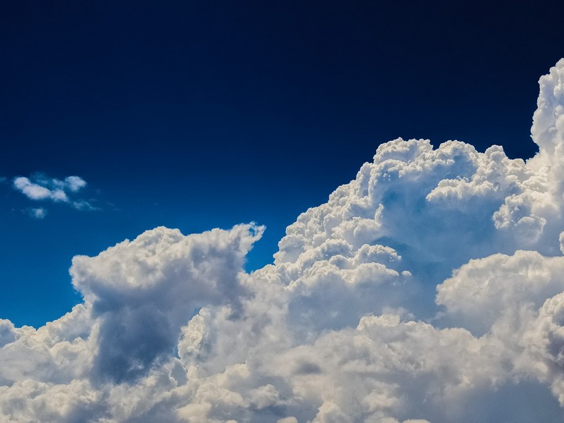 Clouds in a blue sky.