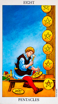 Eight of Pentacles Tarot Card