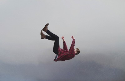 Man falling in the sky.