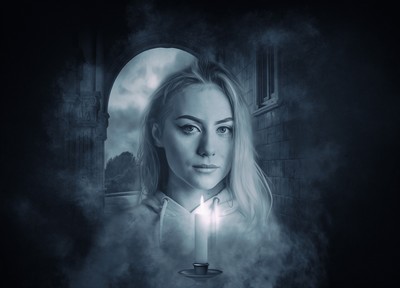 Ghostly woman with candle Ghostly woman with candle