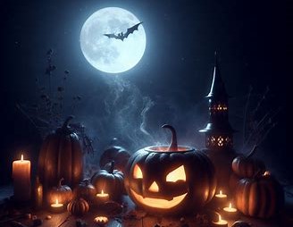 Image of bats and a cauldron in the woods. Image of bats and a cauldron in the woods.