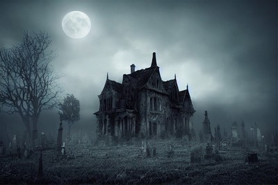 Spooky house under the full moon. Spooky house under the full moon.