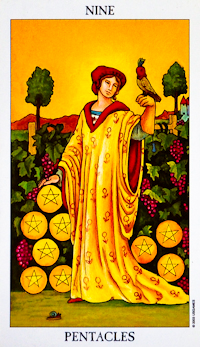 Nine of Pentacles Tarot Card