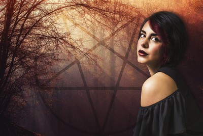 Pentacle and woman