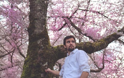 A person standing under a tree