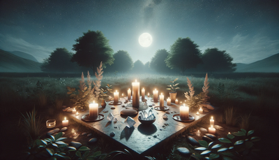 Serene Witch's Altar with Natural Elements and Moonlight