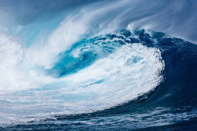 A huge wave in the sea