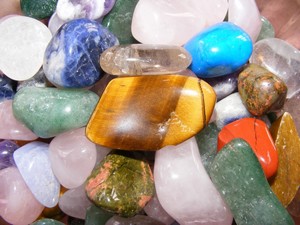 A mixture of various crystal gemstones.