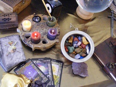 An Altar with various items for Spell casting.